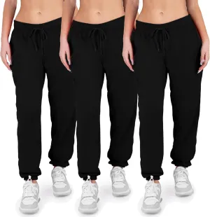 3 Pack Womens Sweatpants Comfortable Fleece Ladies Joggers