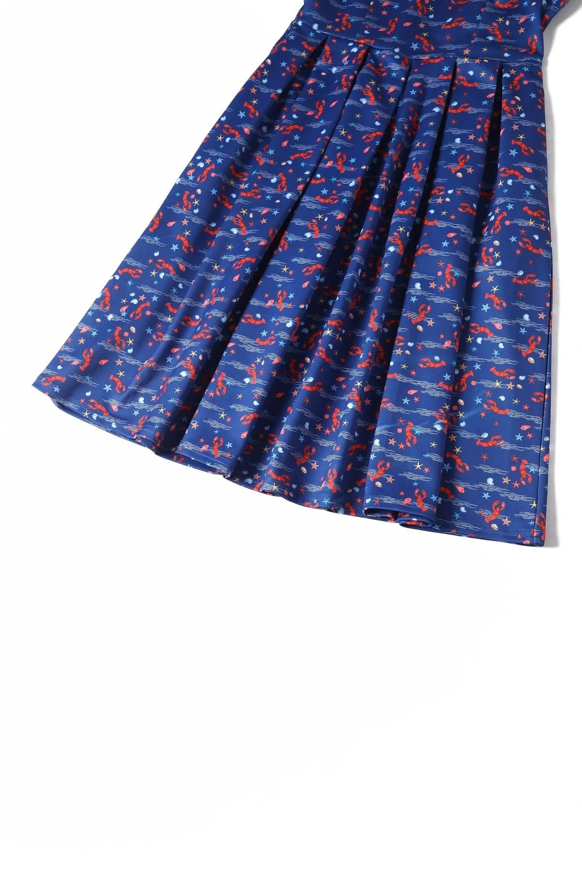 Amanda Lobster Dark Blue Flared Dress