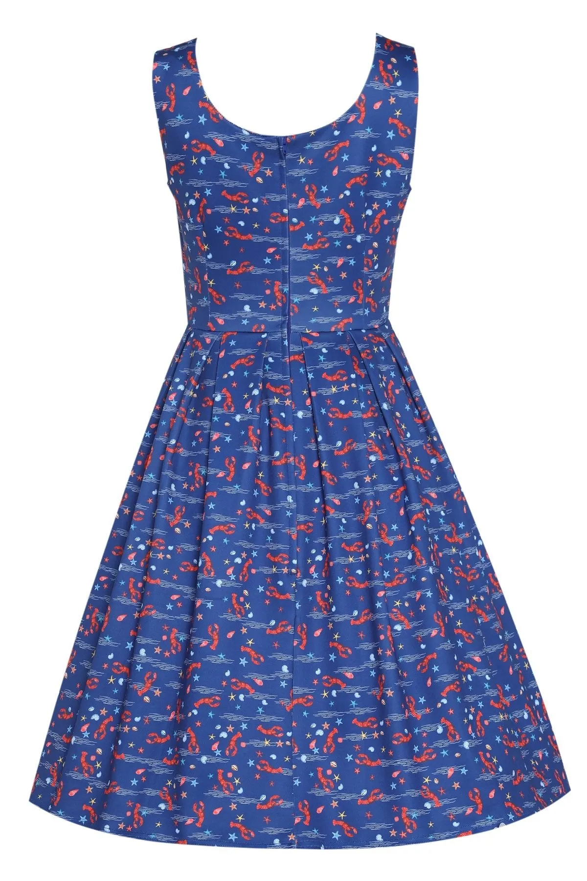 Amanda Lobster Dark Blue Flared Dress