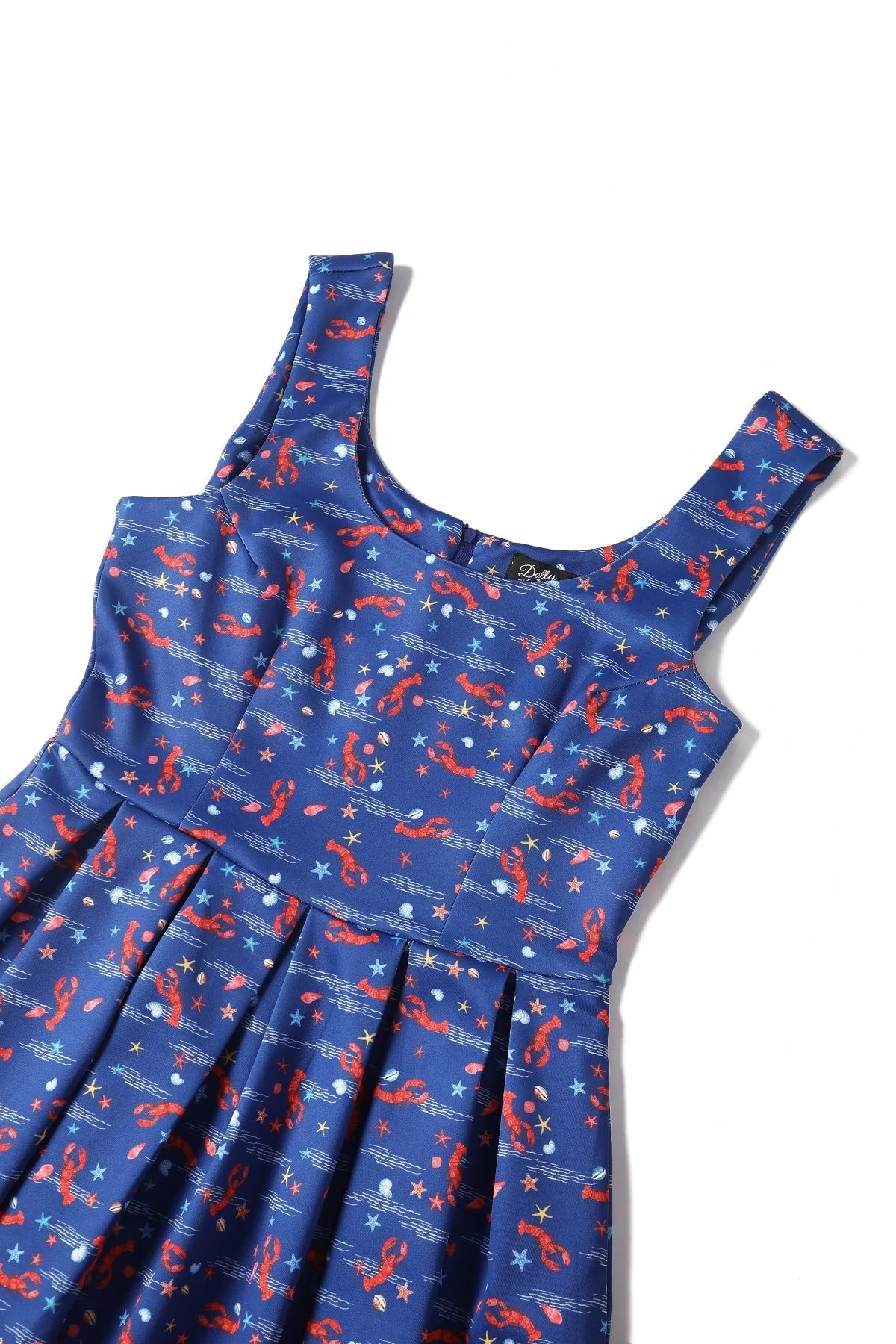 Amanda Lobster Dark Blue Flared Dress