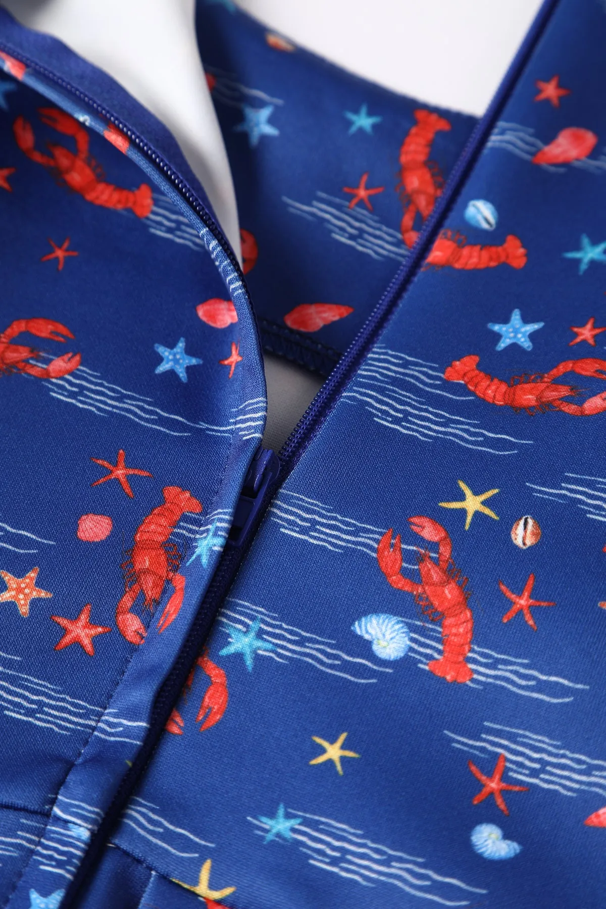 Amanda Lobster Dark Blue Flared Dress
