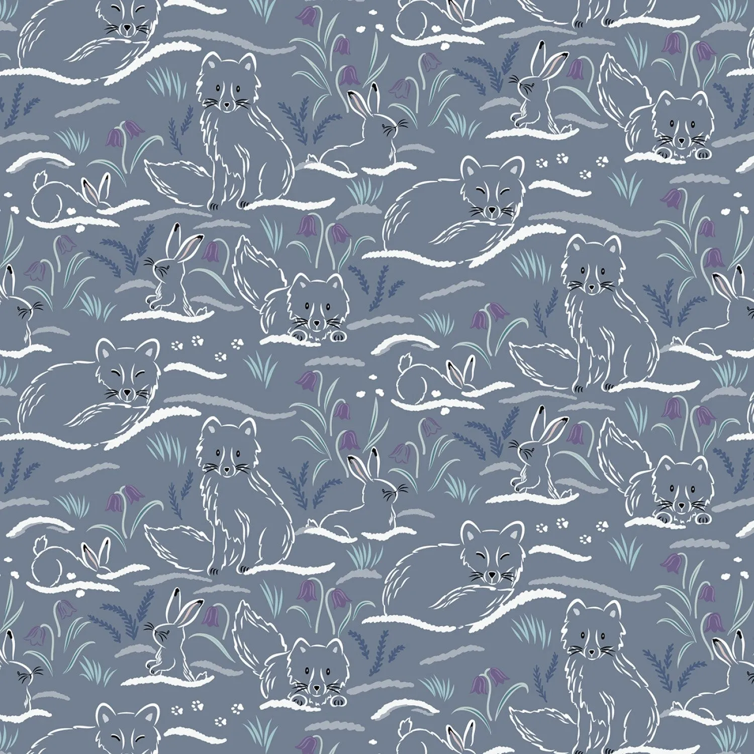 Arctic Adventure Haring Around Cool Slate Grey Metallic ½ yd