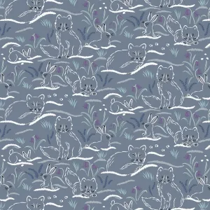 Arctic Adventure Haring Around Cool Slate Grey Metallic ½ yd