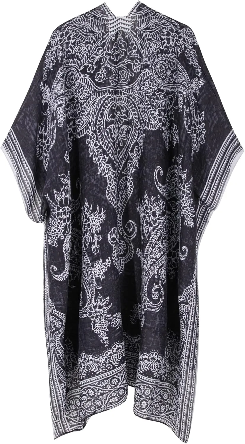 Breezy Lane Women's Kimono Cardigan Summer Swimsuit Coverups Beach Cover Up with Floral Print for Vacation