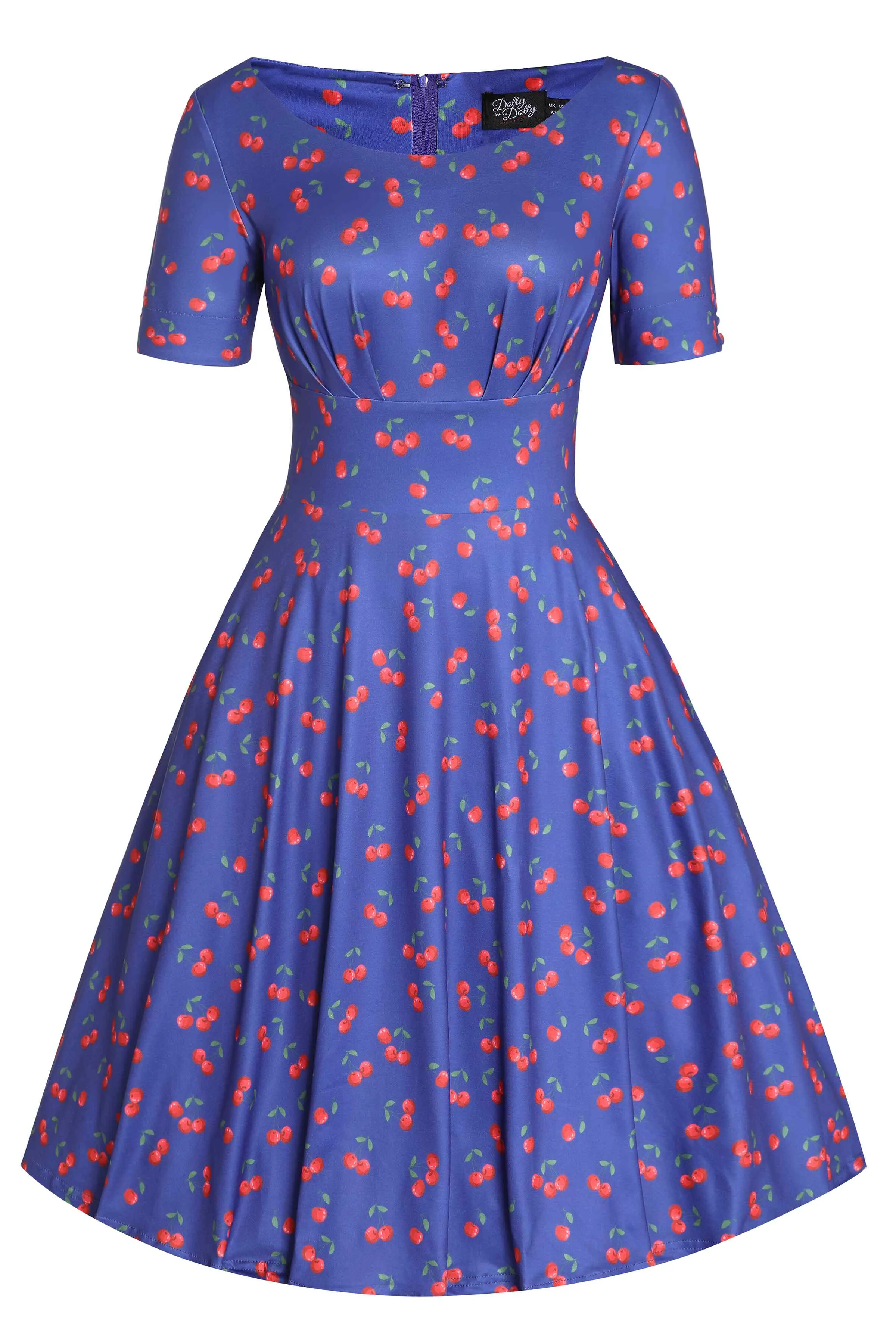 Brenda Blue Cherry Flared Dress