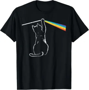 Cat Rainbow Light Cool Prism Science Spectral Men Women Kids T-Shirt