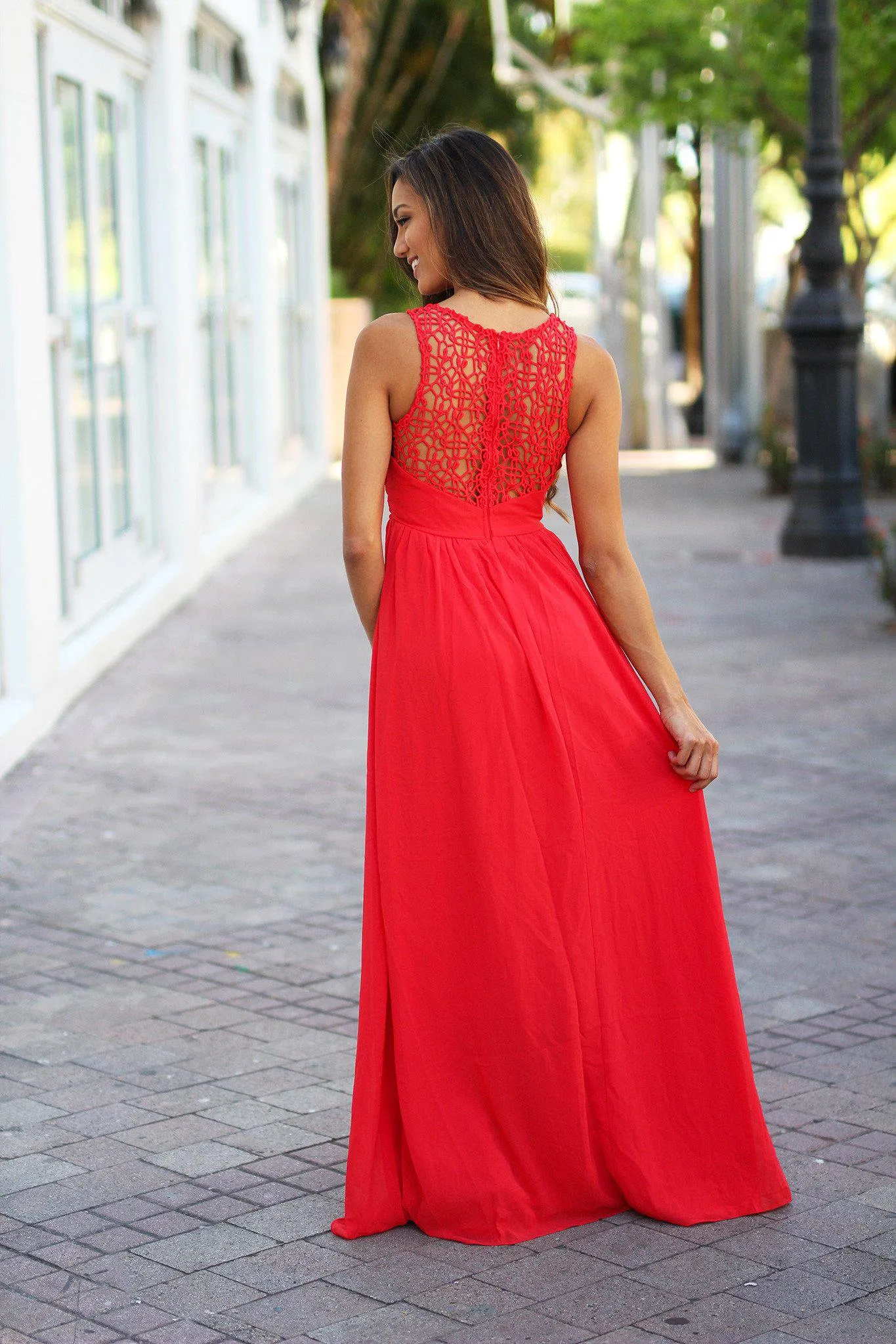 Coral Crochet Dress