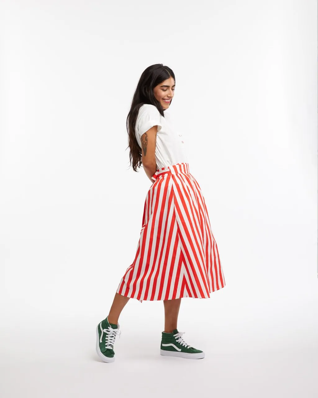 Easy Wrap Skirt - Red/Ivory Stripe