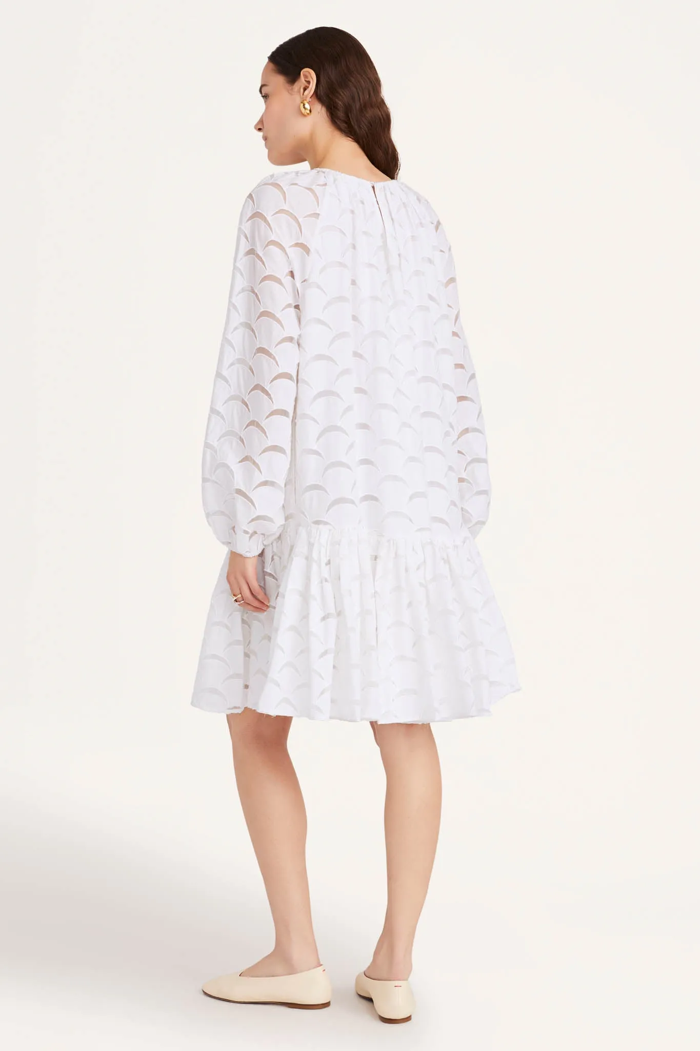 Emile Emb Dress in White