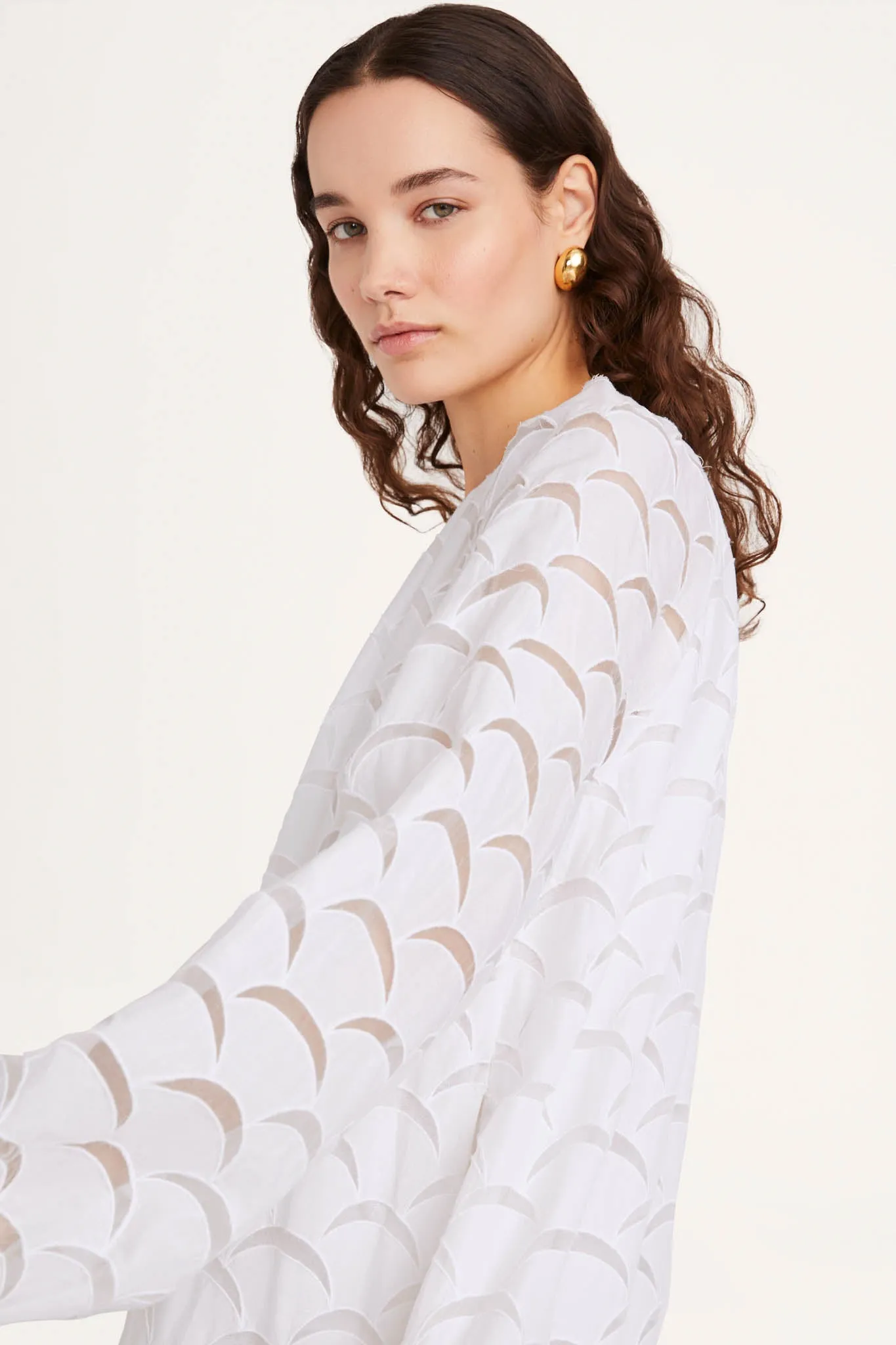 Emile Emb Dress in White
