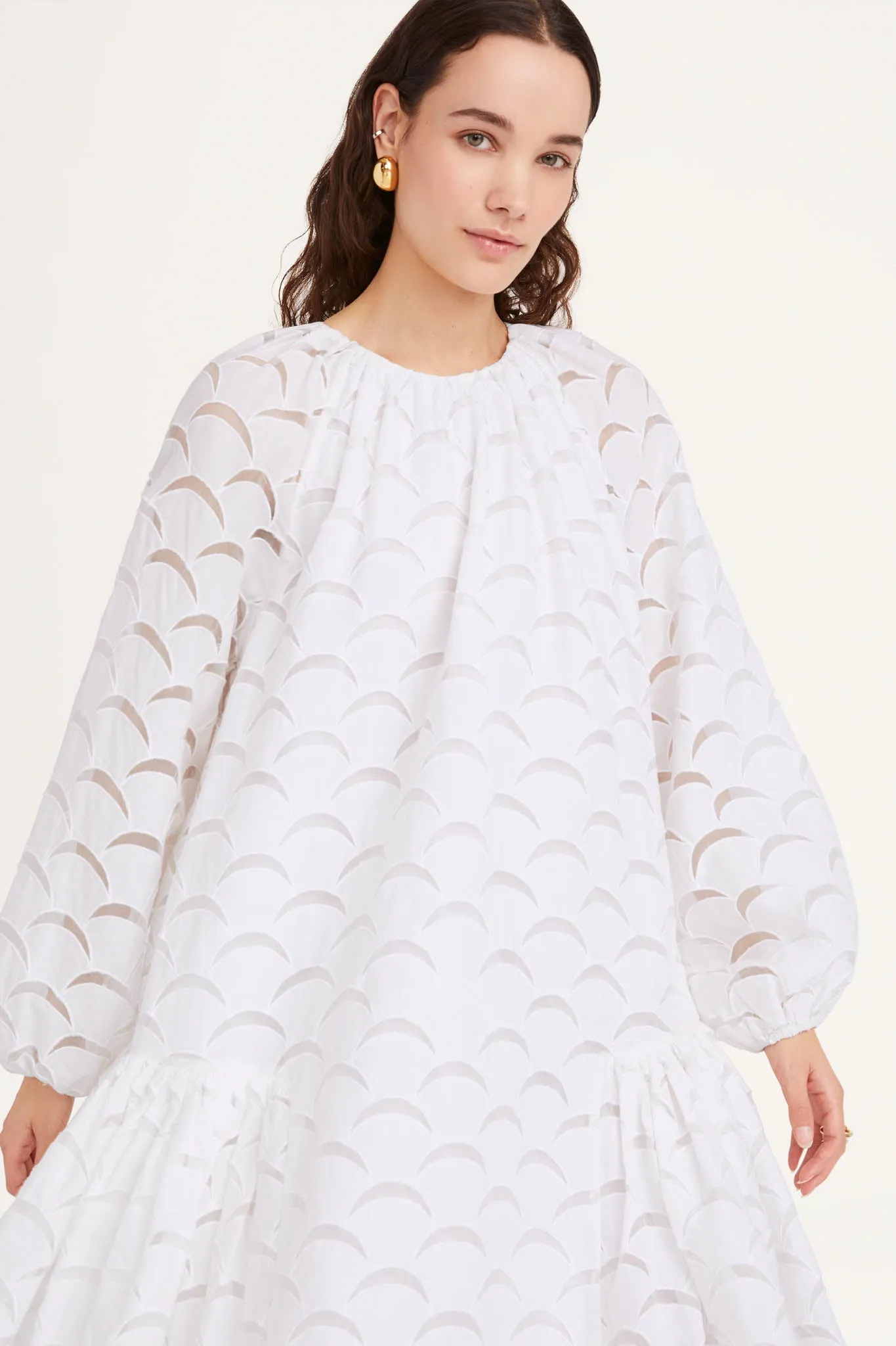 Emile Emb Dress in White