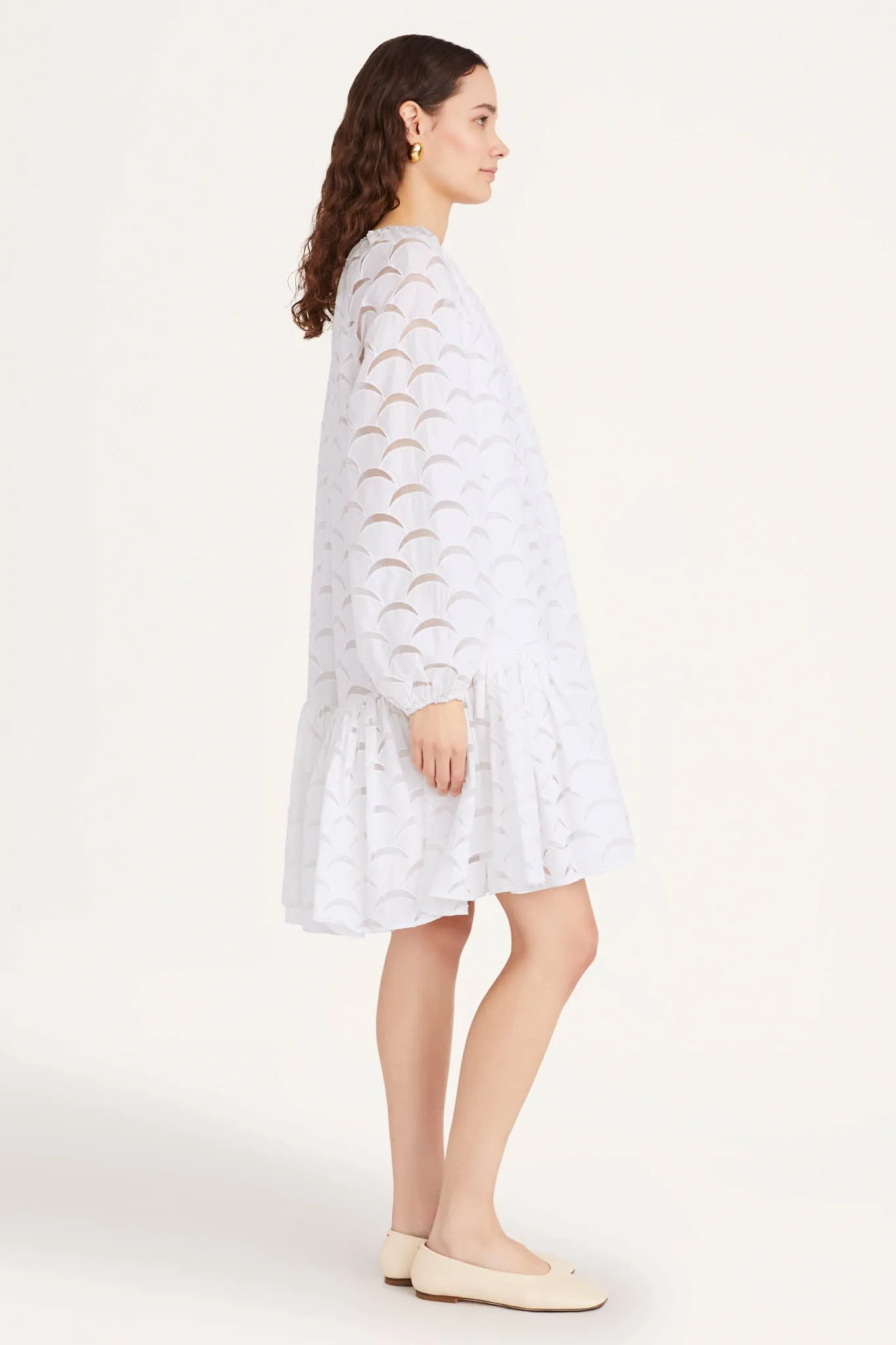 Emile Emb Dress in White