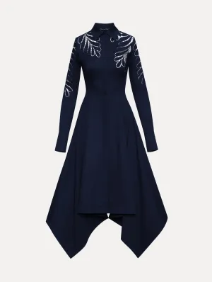 Fern Cutout Cotton Twill Dress