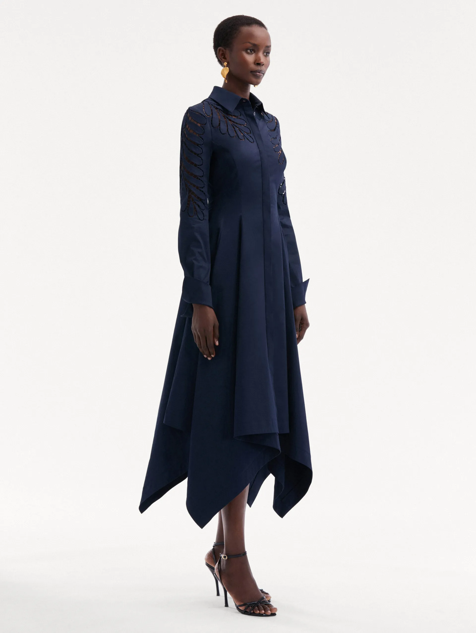 Fern Cutout Cotton Twill Dress