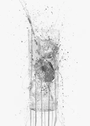 Gin & Tonic Glass Wall Art Print (Grey Edition)