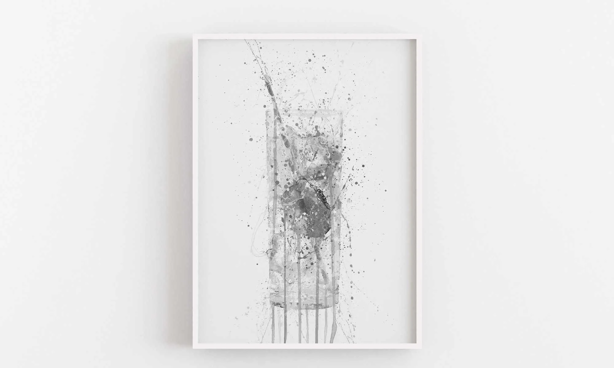 Gin & Tonic Glass Wall Art Print (Grey Edition)