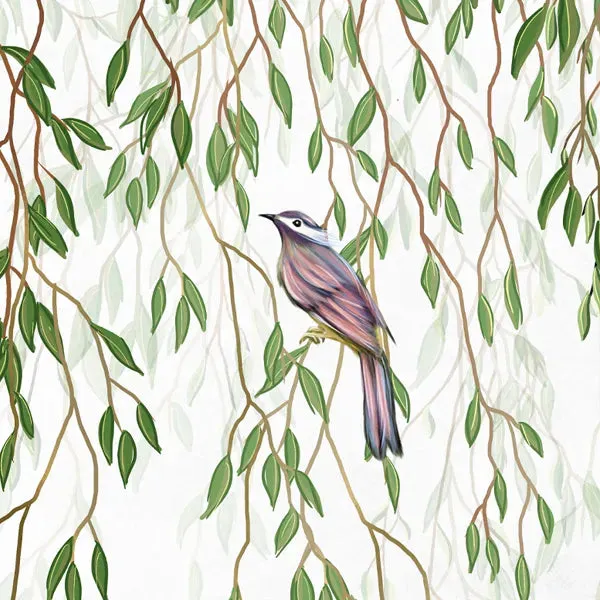 Hanging Botanical Creeper with Birds, Customised Wallpaper
