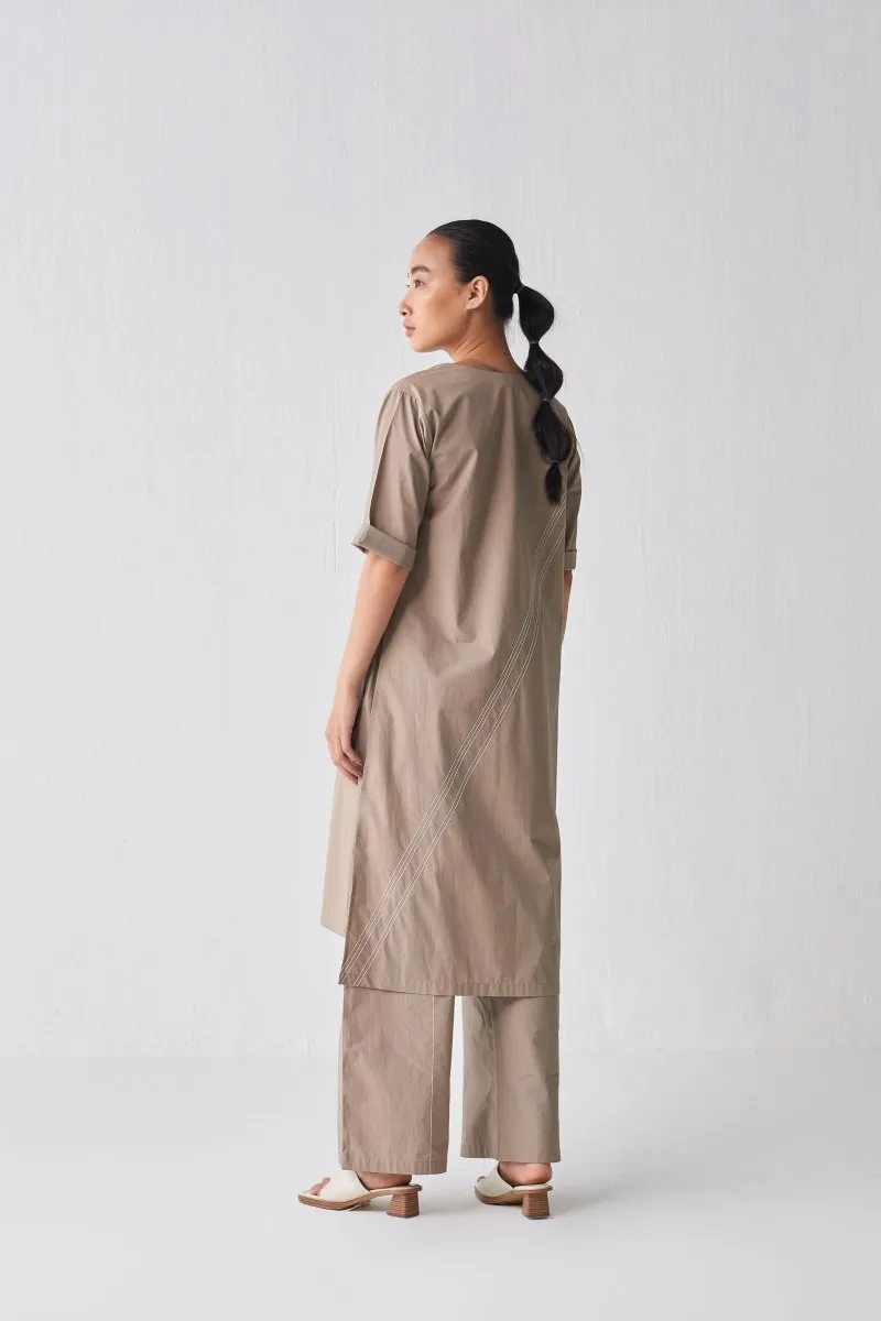 High Waist Emb Broad Bottom - Sage