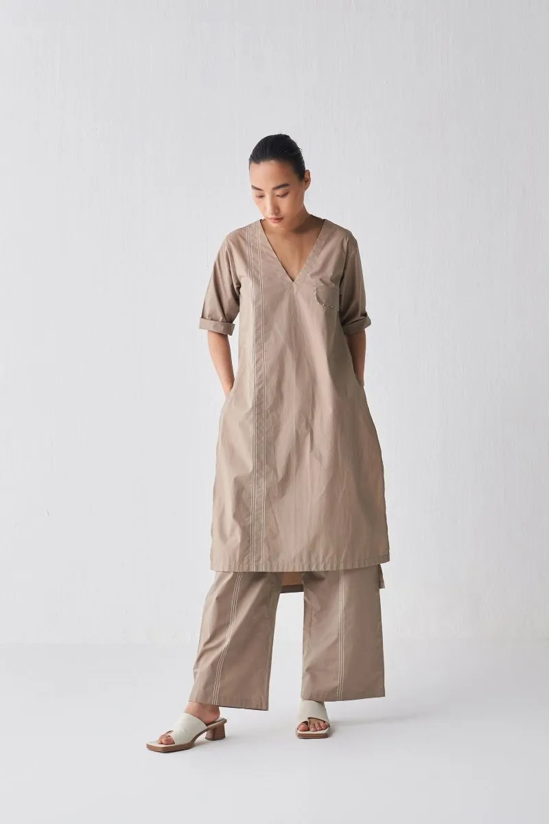 High Waist Emb Broad Bottom - Sage