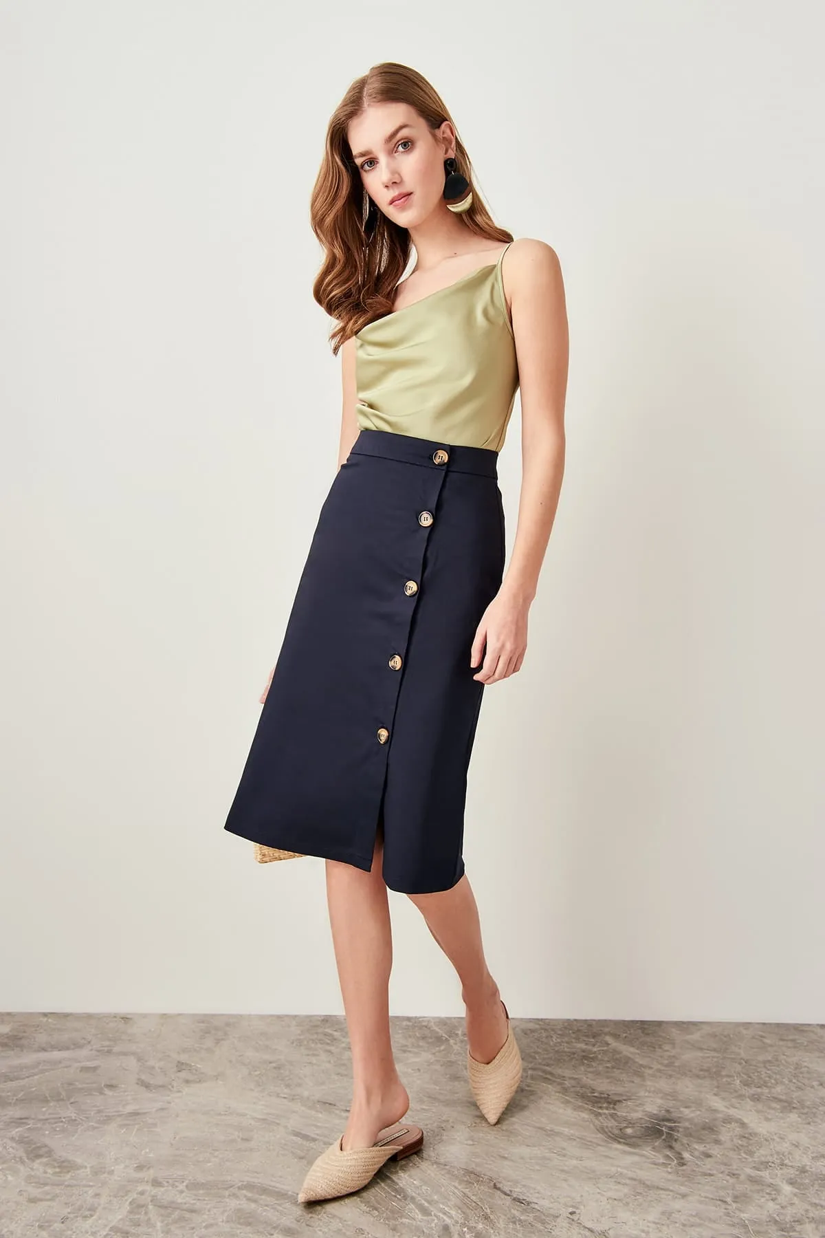 Indigo Chic Button Skirt