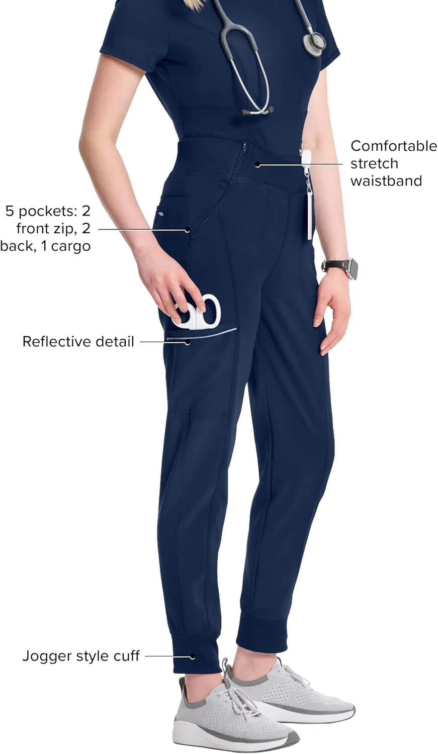 Infinity Women's Ck110a-Cherokee Jogger Scrub Pants with Mid Rise Cargo Pocket