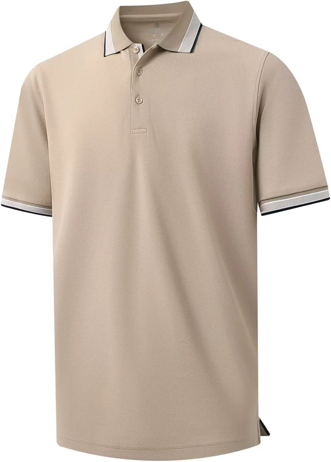 Men's Pique Polo Shirts Long Sleeve Cotton Blend Tipped Casual Collared Polo Shirts Business Classic Fit