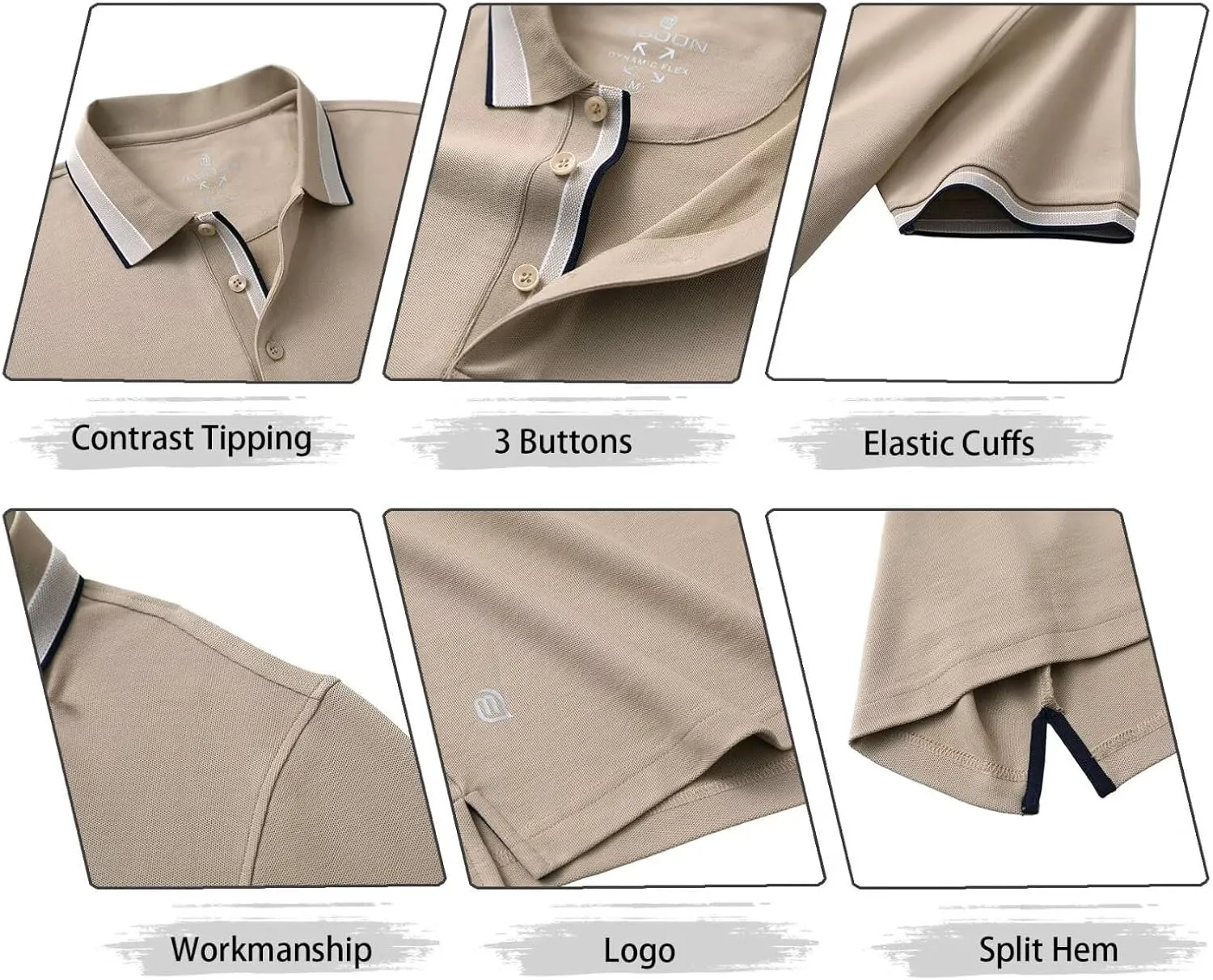 Men's Pique Polo Shirts Long Sleeve Cotton Blend Tipped Casual Collared Polo Shirts Business Classic Fit
