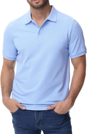 MIER Polo Shirts for Men Cotton Short Sleeve Golf Tennis Collared Shirt for Casual Work Travel, 3 Buttons, Ultra Soft
