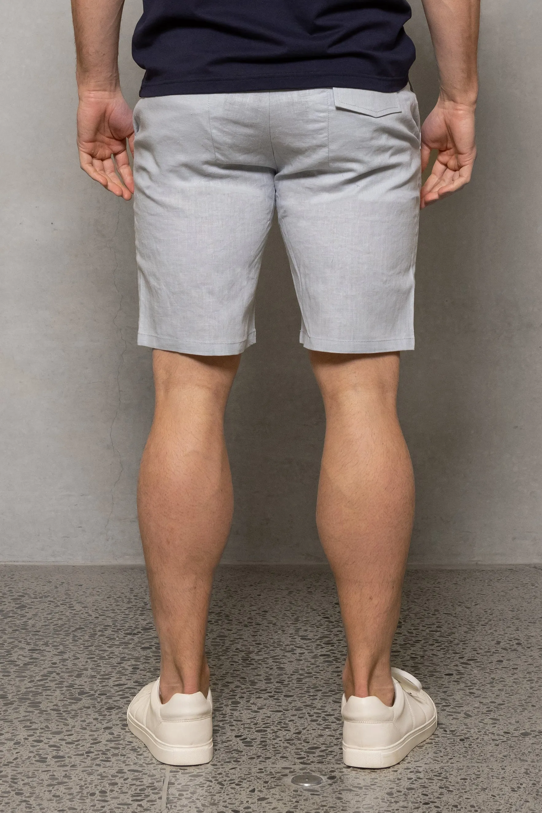 Noah Linen Blend Short: Sky
