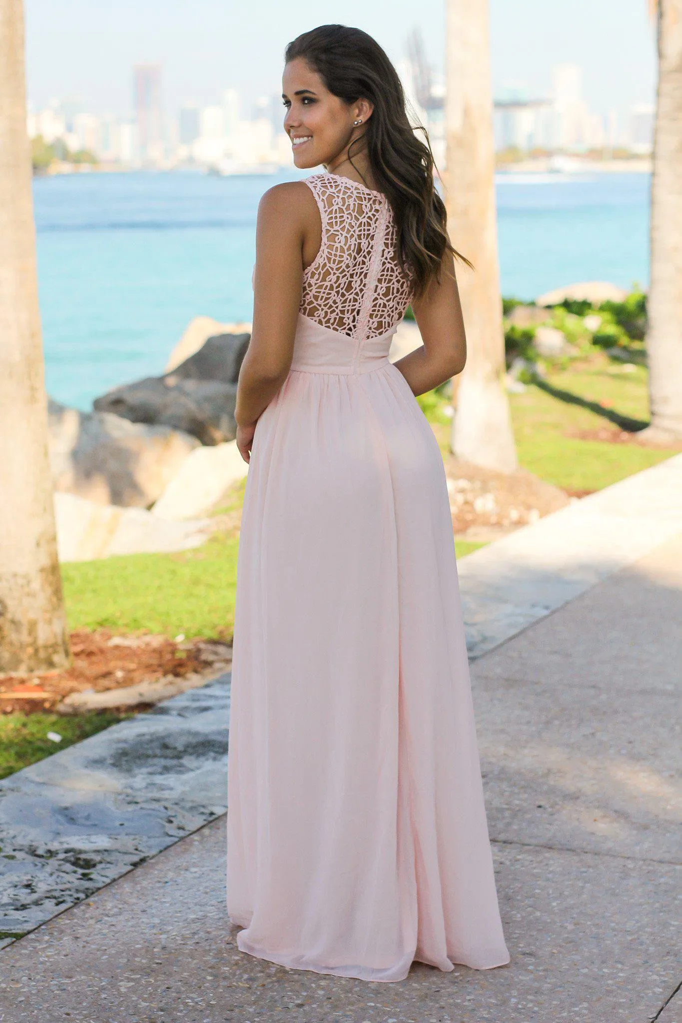 Pink Crochet Maxi Dress