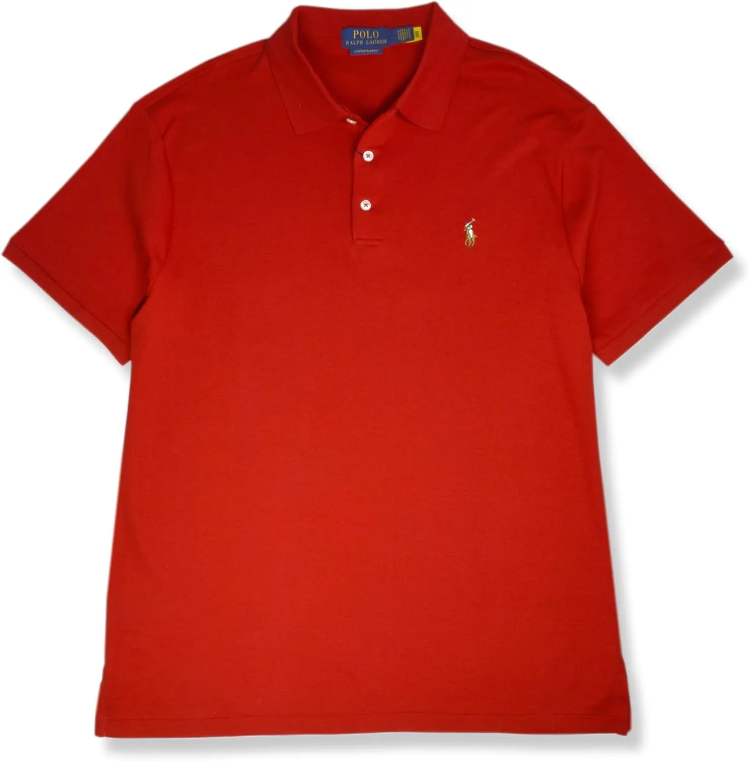 POLO RALPH LAUREN Mens Custom Slim Fit Soft Interlock Cotton Three Button Polo Shirt,