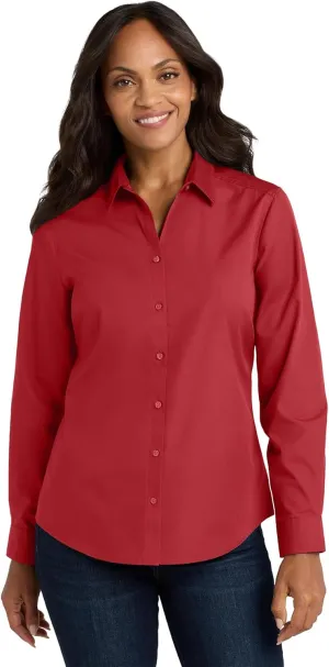 Port Authority Women's Long Sleeve Carefree Poplin Button-Down Shirt