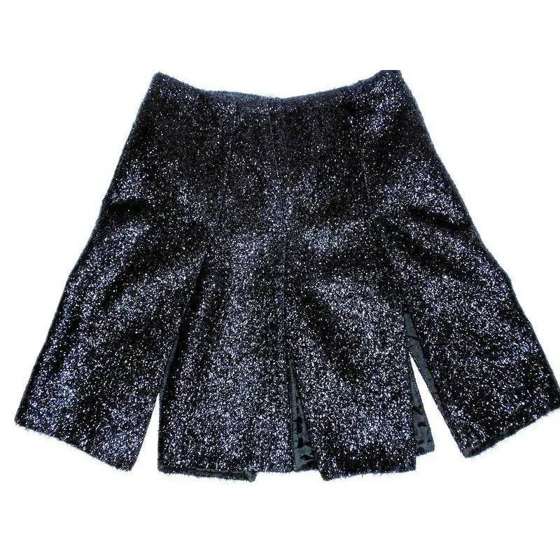PRADA Metallic Black Split Panel Mini Skirt | Size 40