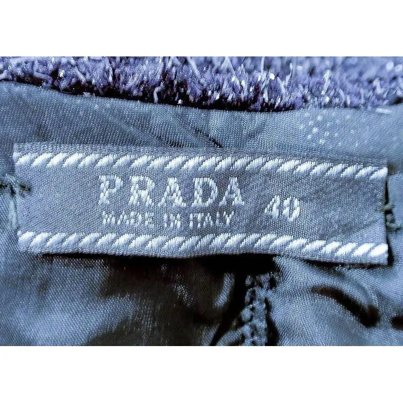 PRADA Metallic Black Split Panel Mini Skirt | Size 40