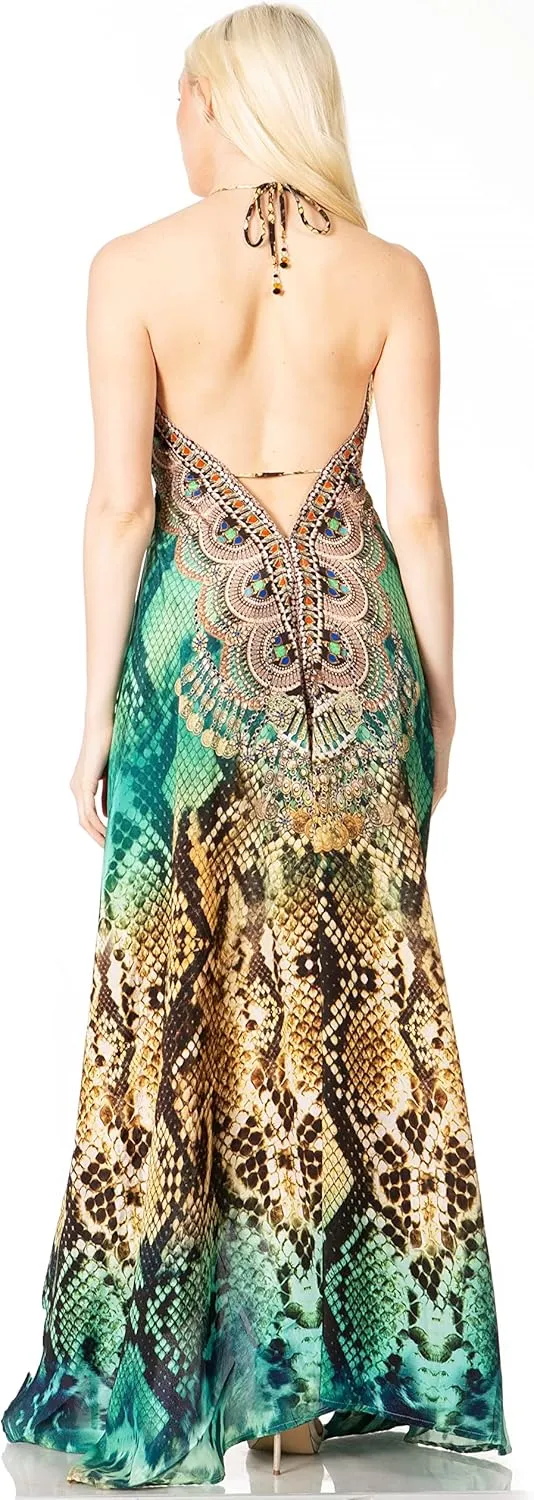 Sakkas Lizi 2 Women's Maxi High-Low Halter Handkerchief Dress Beach Party Vacation