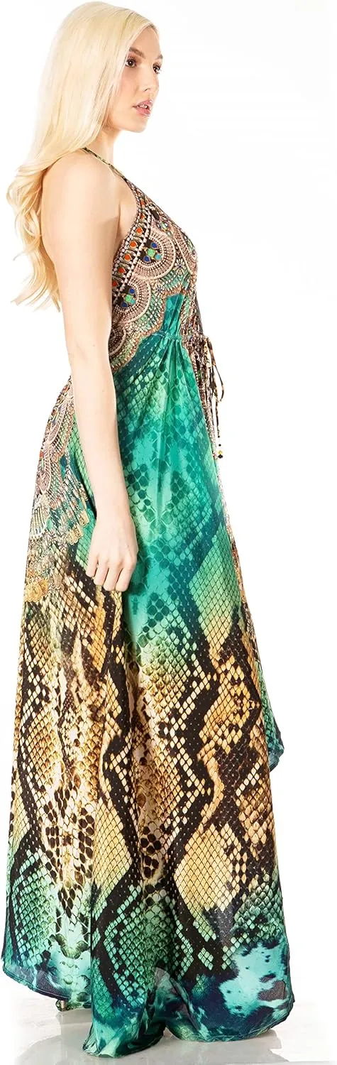 Sakkas Lizi 2 Women's Maxi High-Low Halter Handkerchief Dress Beach Party Vacation