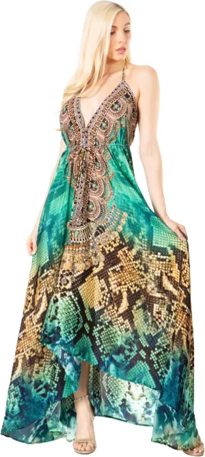 Sakkas Lizi 2 Women's Maxi High-Low Halter Handkerchief Dress Beach Party Vacation