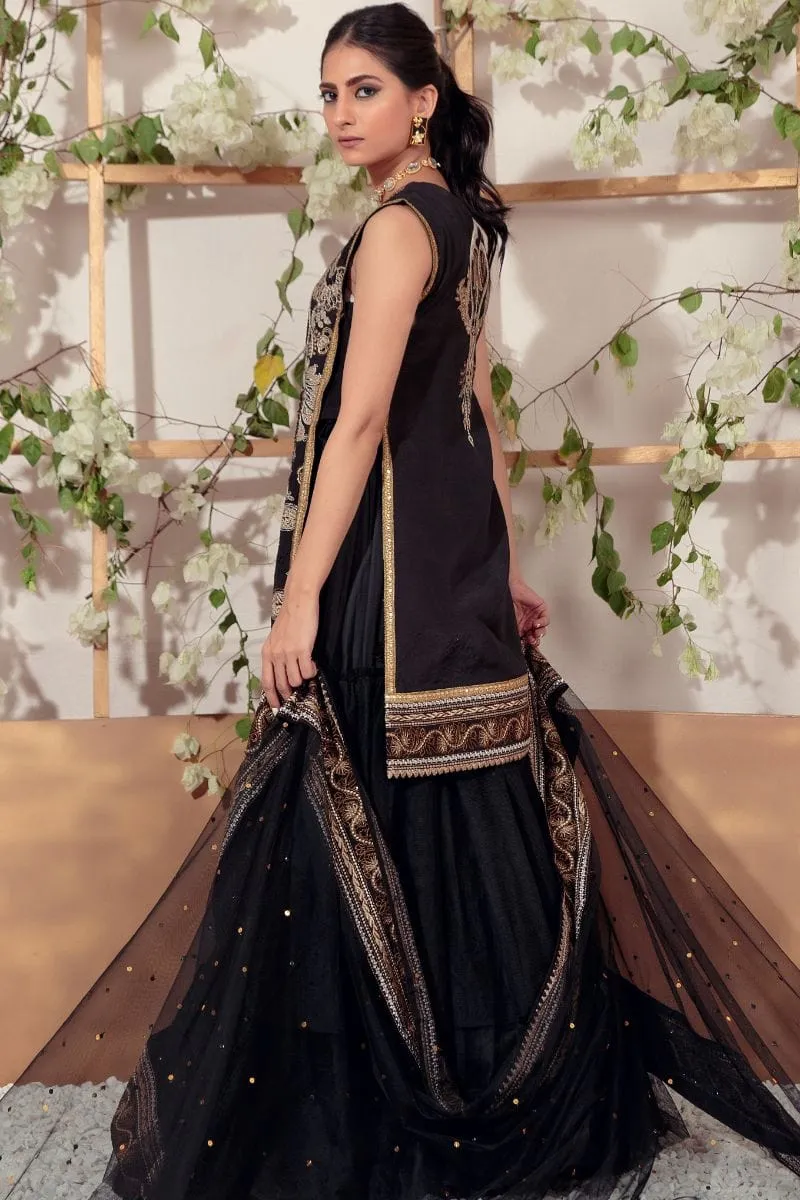 Shamaeel - EB-05 - Black - Silk Lehenga - 3 Piece