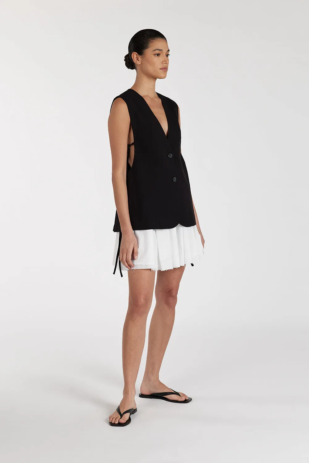 SIA WHITE DRAWSTRING MINI SKIRT