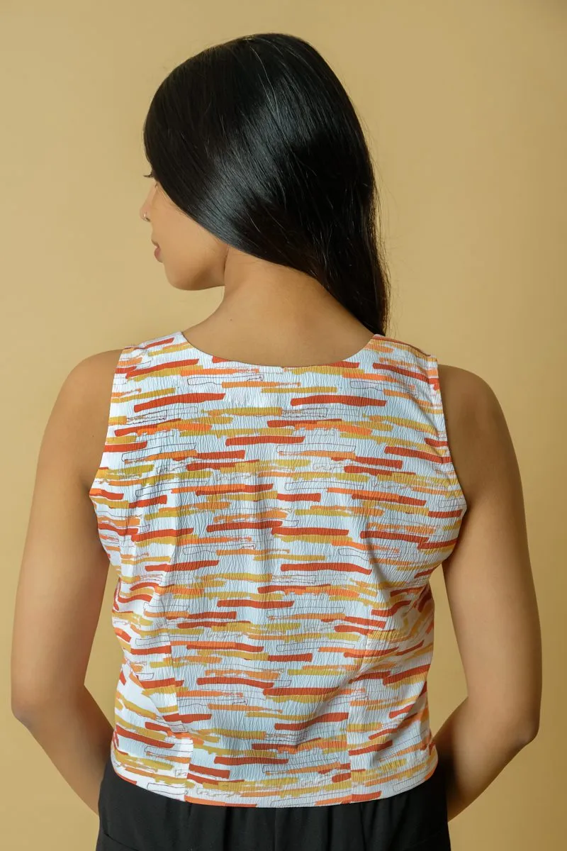 Sleeveless White Women's Crop Top