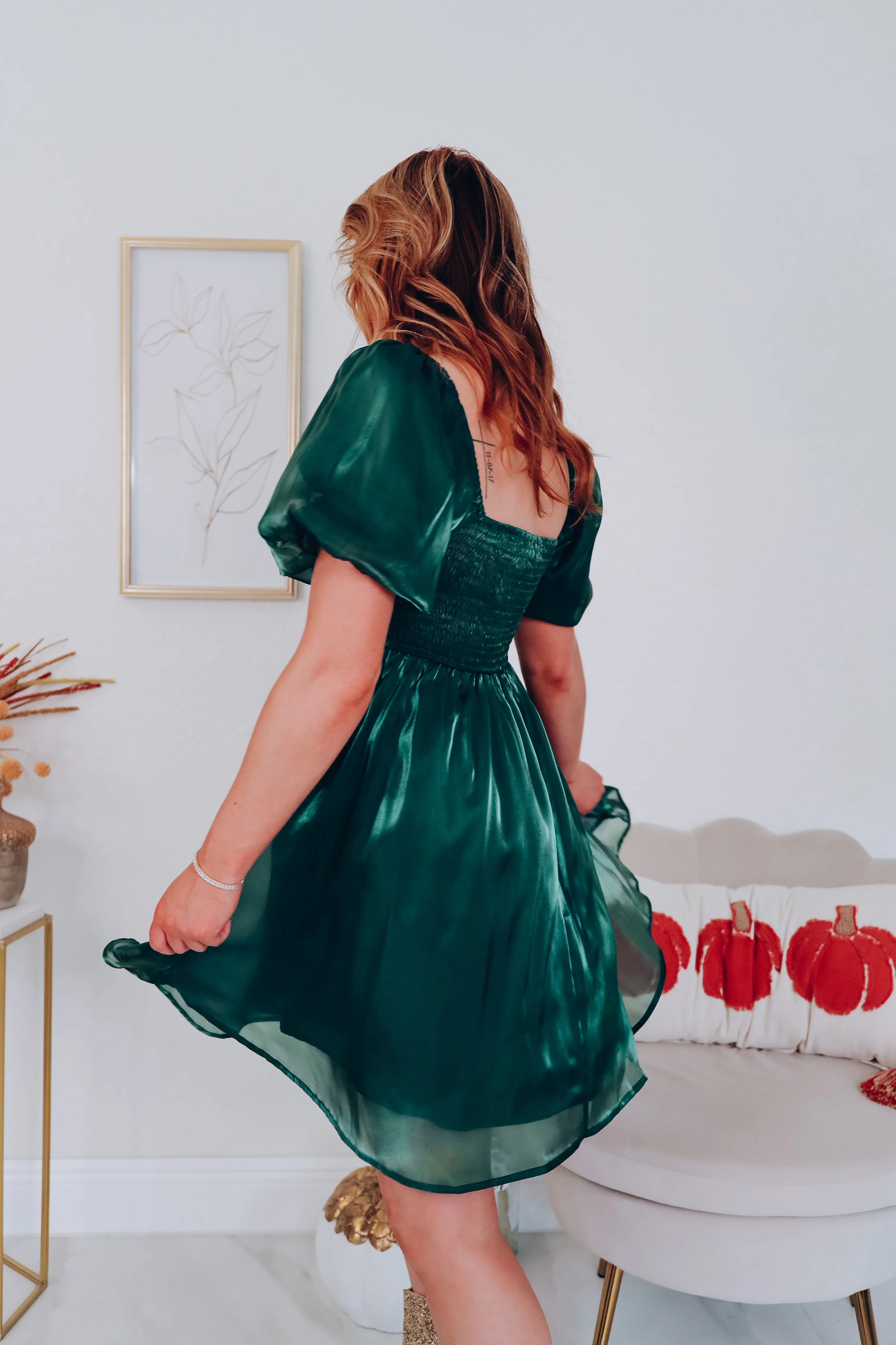 So Girly Iridescent Mini Dress - Green