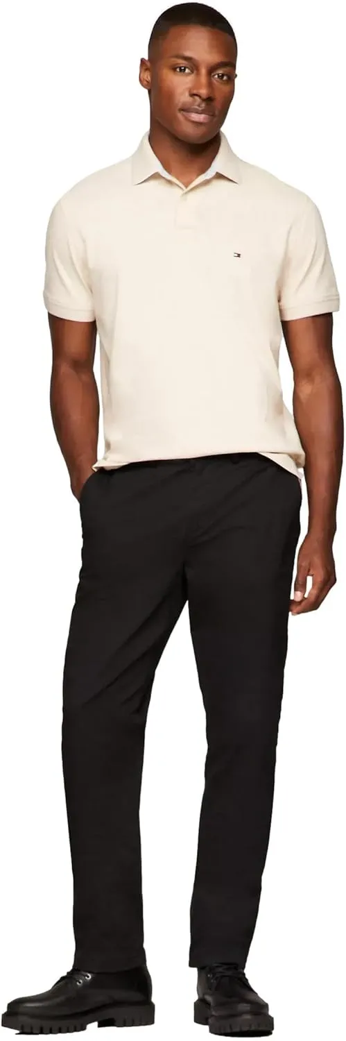 Tommy Hilfiger Men's Regular Fit Solid Color Short Sleeve Stretch Pique Polo Shirt