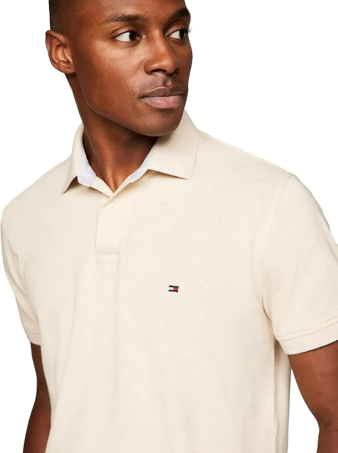 Tommy Hilfiger Men's Regular Fit Solid Color Short Sleeve Stretch Pique Polo Shirt