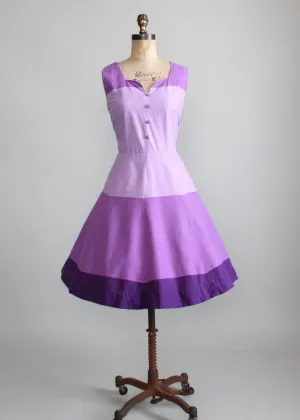 Vintage 1950s Purple Color Block Summer Dress