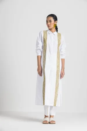 Wave Emb. Shirt Co-ord - White