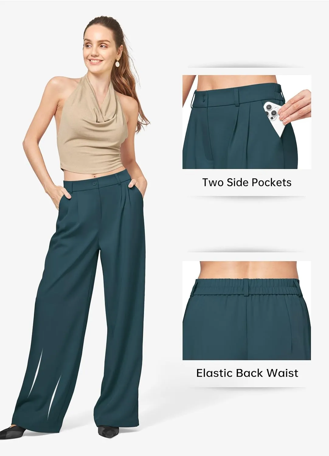 Willit Women's Work Pants Wide Leg Dress Pants High Waisted Casual Slacks Business Office Pants with Pockets 28"/30"/32"