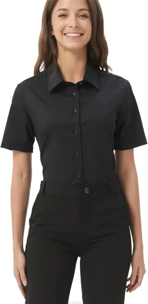 Women's Slim-Fit Button Down Shirts Stretchy Cotton Long Sleeve Work Blouse