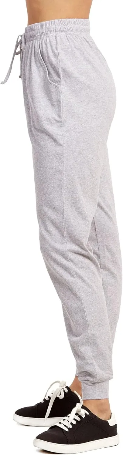 Wome's Jersey Cotton Jogger Pants with Side Pockets for Yoga Running Workout