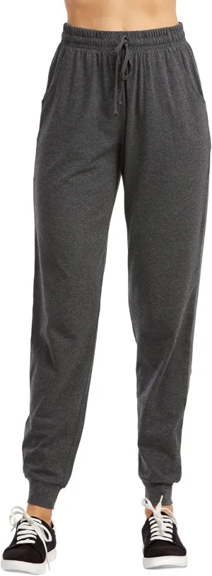 Wome's Jersey Cotton Jogger Pants with Side Pockets for Yoga Running Workout
