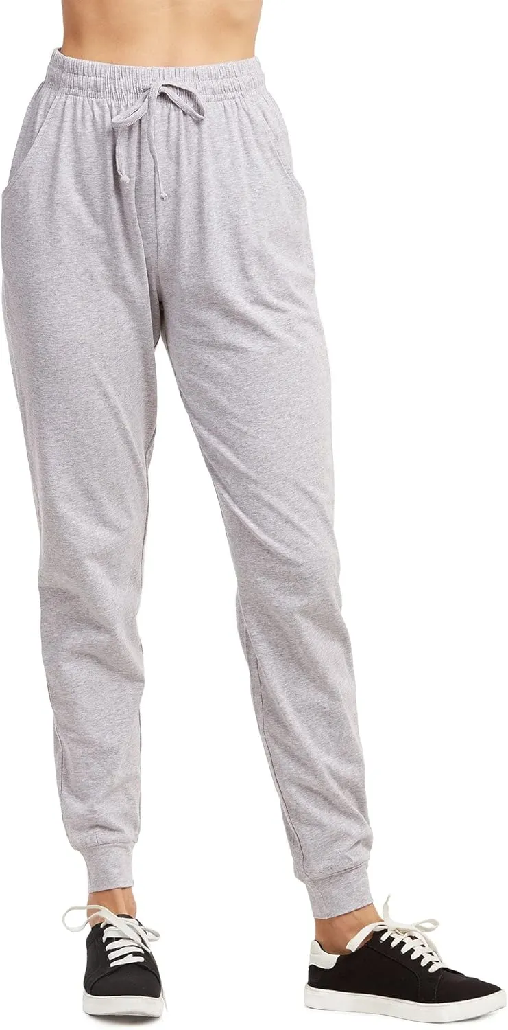 Wome's Jersey Cotton Jogger Pants with Side Pockets for Yoga Running Workout